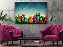 braz na stenu Farebné maľované domčeky, domy houses